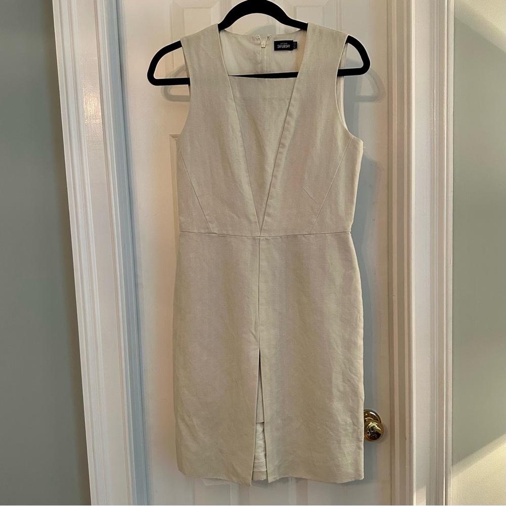 KATE SPADE Saturday - Tan Cotton / Linen Layover Dress - Size 4